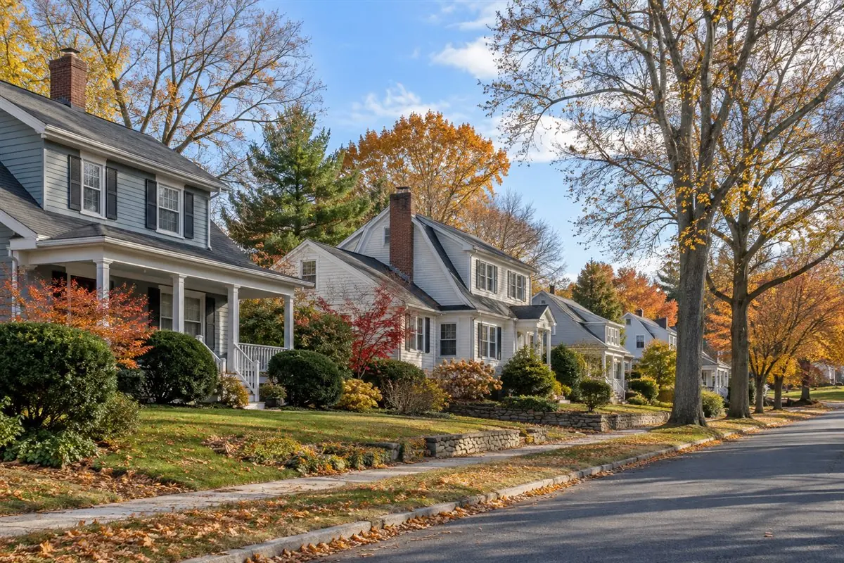 Representative residential street in North Medford Massachusetts