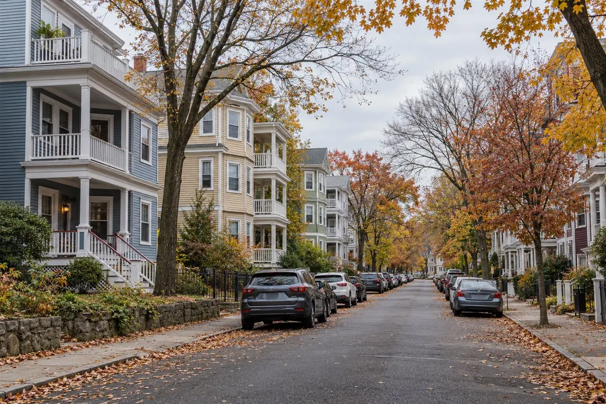 Representative residential street in Somerville Massachusetts near Medford